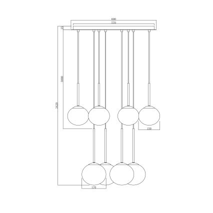 Ondaluce - Piekaramā lustra JEWEL ar kabeli 8xE14/10W/230V pr. 70 cm zelta/balta