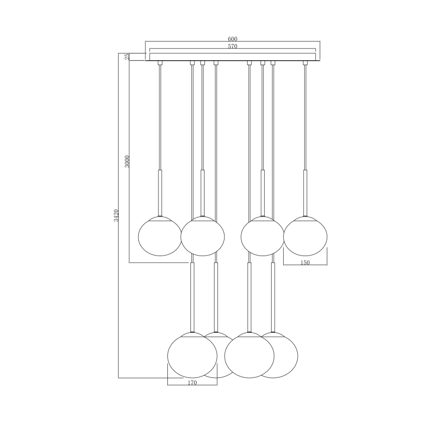 Ondaluce - Piekaramā lustra JEWEL ar kabeli 8xE14/10W/230V pr. 70 cm zelta/balta