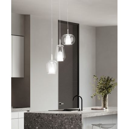 Ondaluce - Piekaramā lustra uz vada THELMA 1xE27/15W/230V Ø 25 cm zeltaina/caurspīdīga