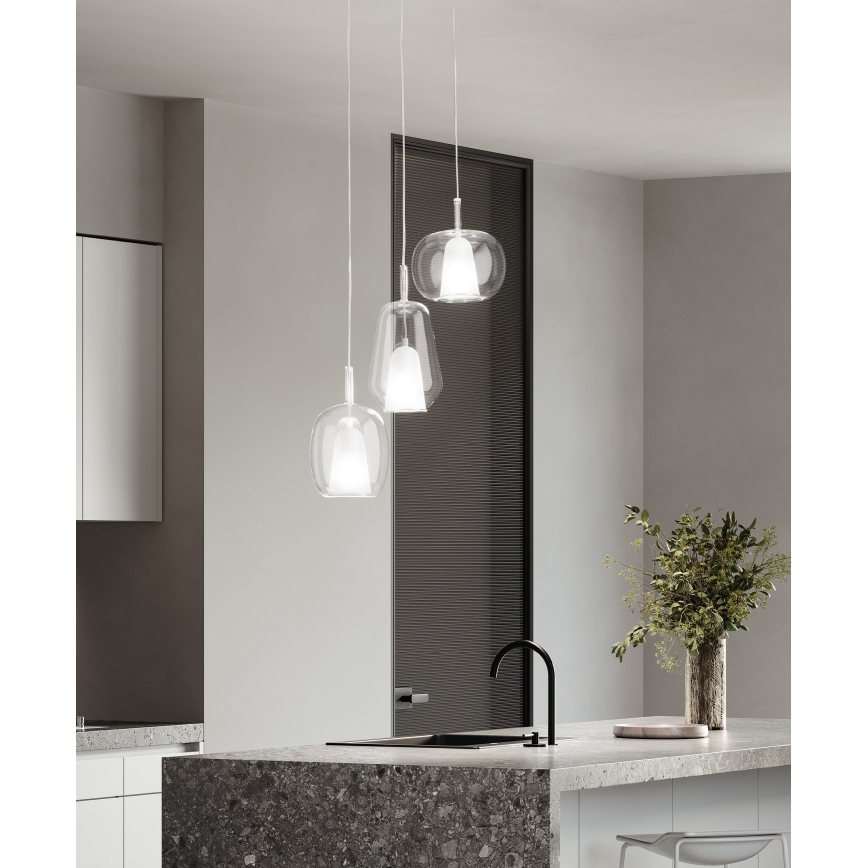 Ondaluce - Piekaramā lustra uz vada THELMA 1xE27/15W/230V Ø 25 cm zeltaina/caurspīdīga