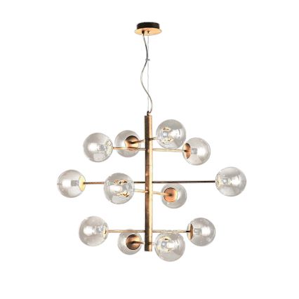 Ondaluce - Piekarināma lustra ELISEO 12xE14/10W/230V diam. 97 cm zeltaina/dūmakaini bēša