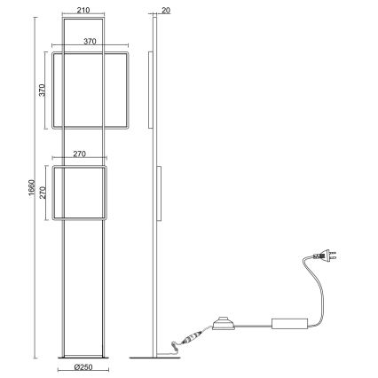 Ondaluce - regulējama LED grīdas lampa DOWEL LED/77W/230V zelta