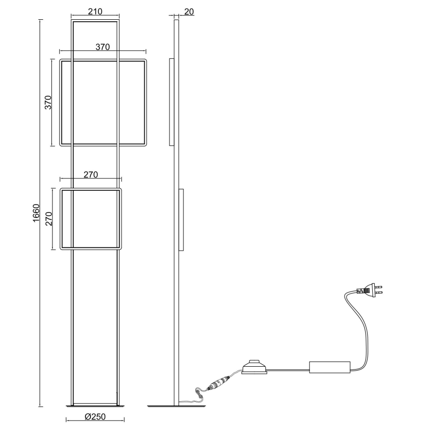 Ondaluce - regulējama LED grīdas lampa DOWEL LED/77W/230V zelta
