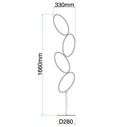 Ondaluce - regulējama LED grīdas lampa RICE LED/38W/230V 166 cm zelta