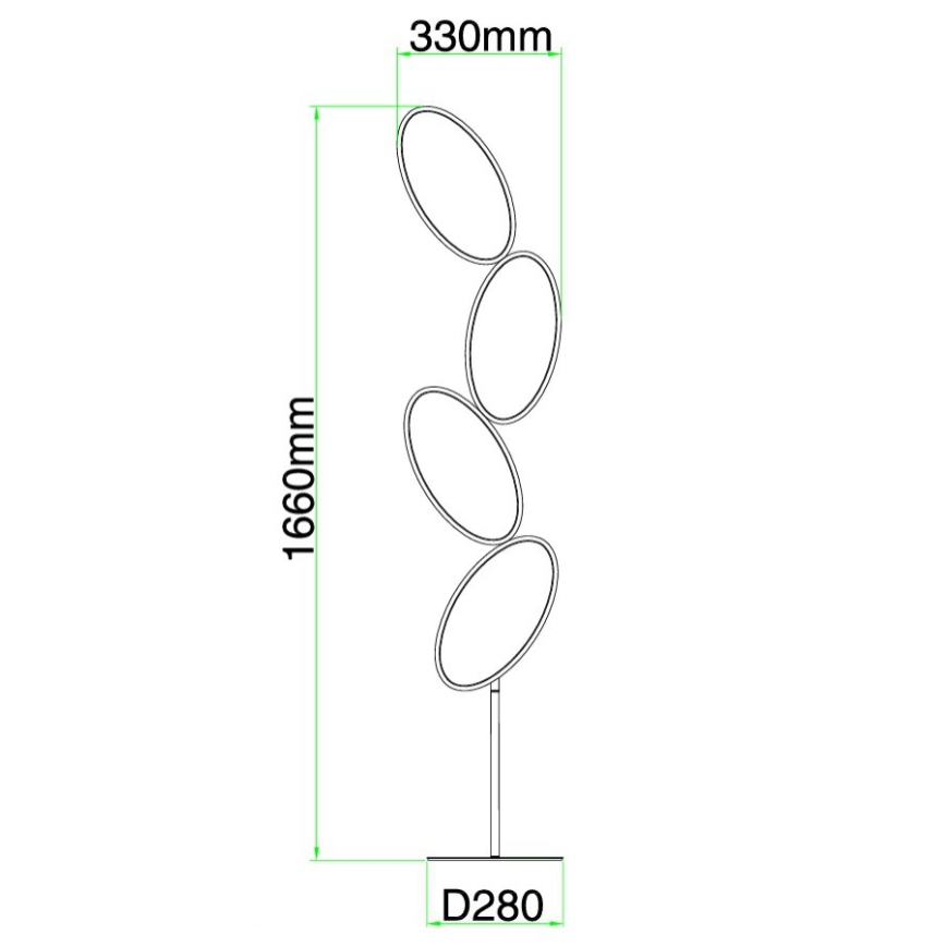 Ondaluce - regulējama LED grīdas lampa RICE LED/38W/230V 166 cm zelta