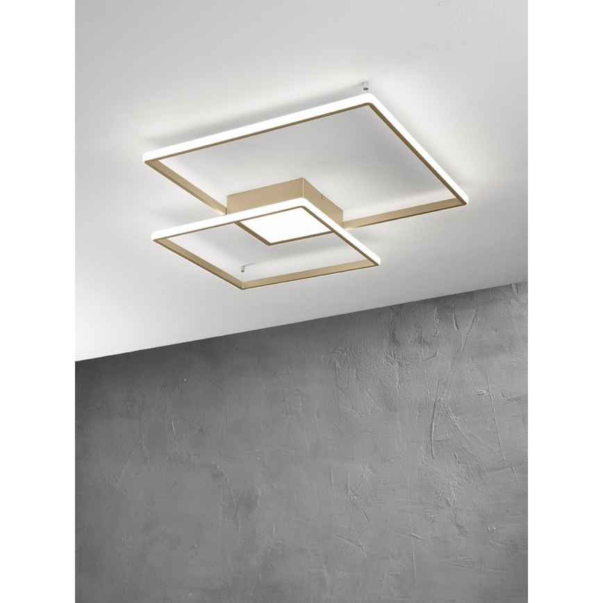 Ondaluce - regulējama LED griestu lampa DOWEL LED/46W/230V 55x55 cm zelta