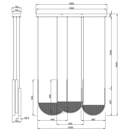Ondaluce - regulējama LED lustra uz kabeļa LOTUS LED/70W/230V zelta