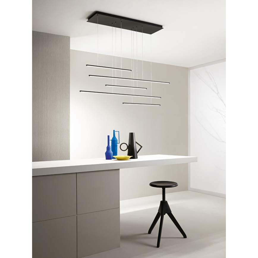 Ondaluce - regulējama LED lustra uz troses GENIUS LED/72W/230V melna