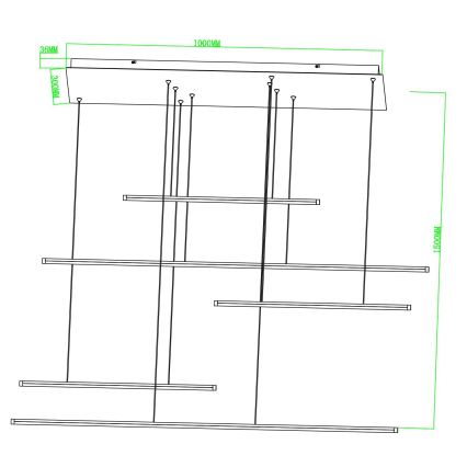 Ondaluce - regulējama LED lustra uz troses GENIUS LED/72W/230V melna