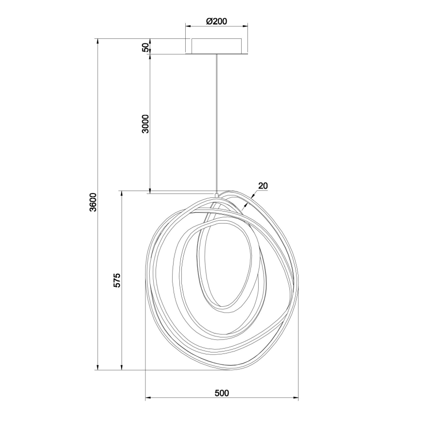Ondaluce - regulējama LED lustra uz troses GOLDEN LED/50W/230V zeltaina