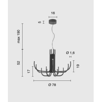 Ondaluce - Regulējama LED lustra uz troses NOUVEAU LED/35W/230V Ø 78 cm zeltaina