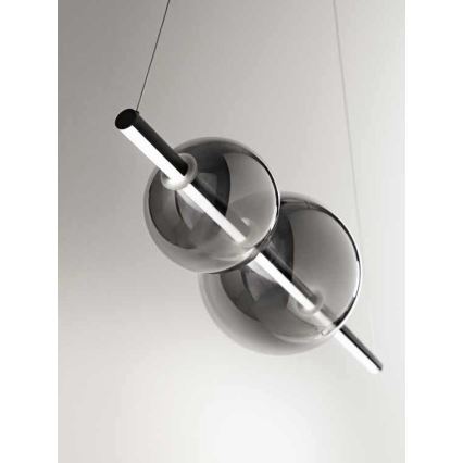 Ondaluce - Regulējams LED karājošais lustrs uz troses FUFI LED/40W/230V melns/dūmakaini melns