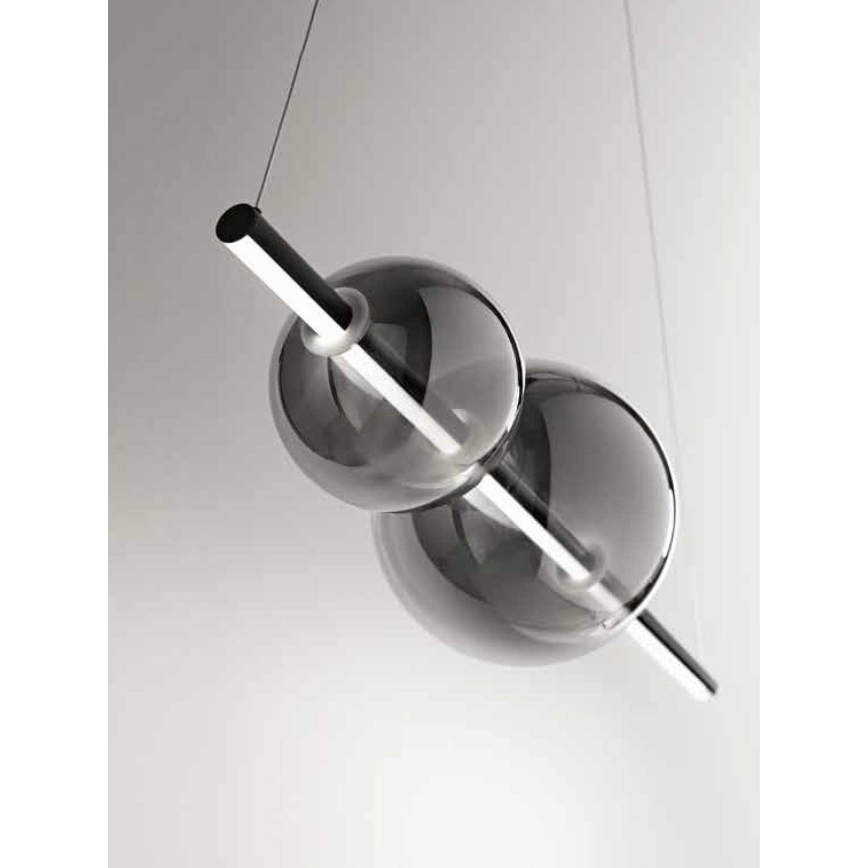 Ondaluce - Regulējams LED karājošais lustrs uz troses FUFI LED/40W/230V melns/dūmakaini melns