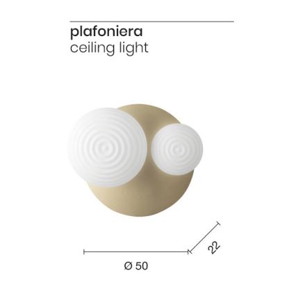 Ondaluce - Sienas gaismeklis TONDO 1xE14/10W/230V + 1xE27/15W zelta/balta