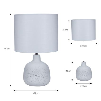 ONLI - Balta galda lampa ELUMA 2xE27/15W/230V 48 cm