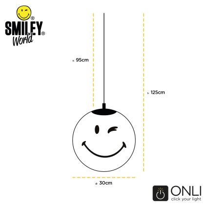 ONLI - Bērnu griestu lampa ar vadu SMILEY 1xE27/15W/230V dzeltena