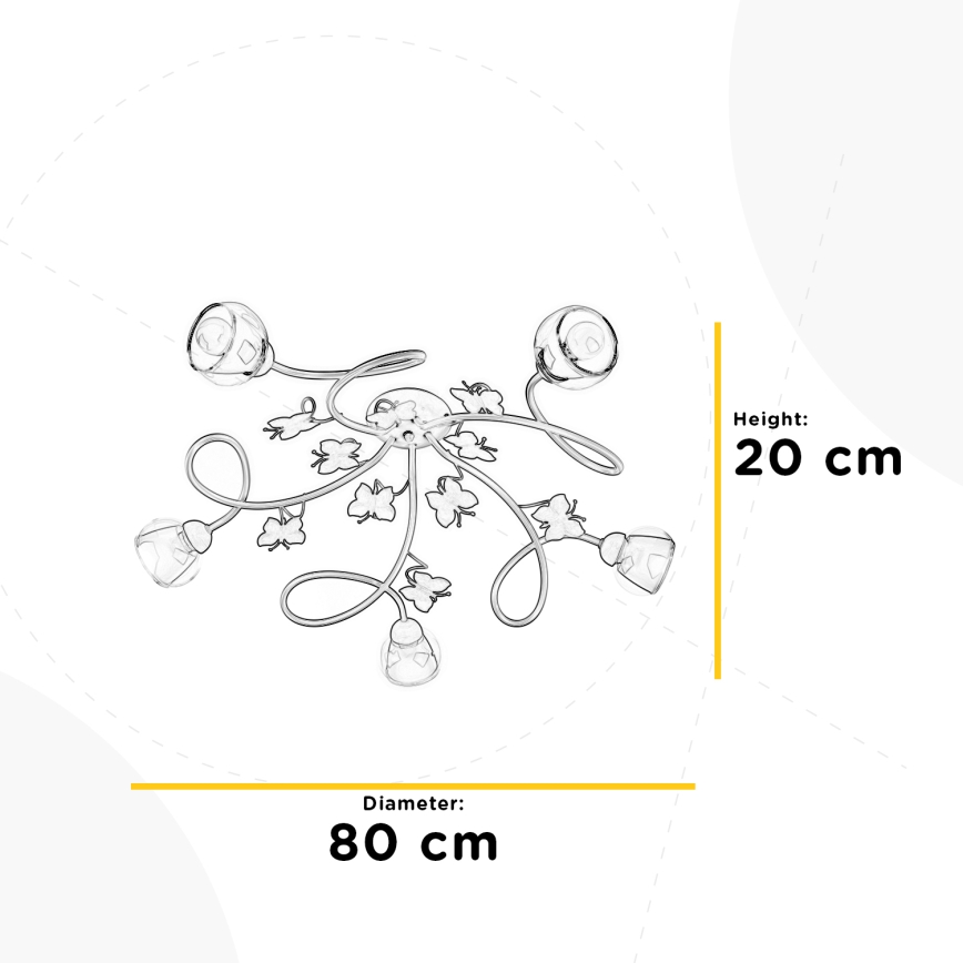ONLI - Bērnu virsapmetuma lustra BUTTERFLY 5xE14/6W/230V