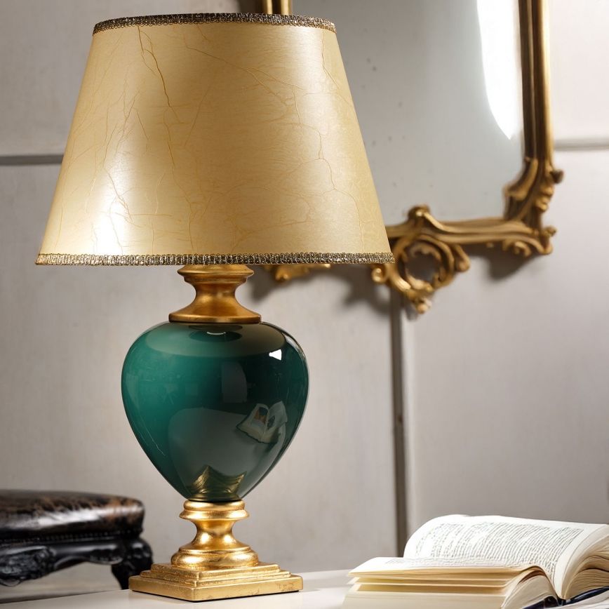 ONLI - Galda lampa AMADEUS 1xE27/15W/230V 72 cm zaļa/zelta