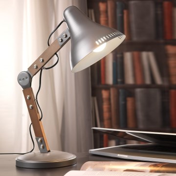 ONLI - Galda lampa ARCHITETTO 1xE27/22W/230V 62 cm pelēka/brūna