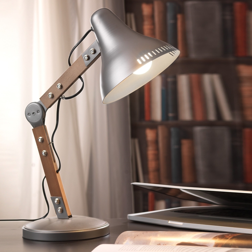 ONLI - Galda lampa ARCHITETTO 1xE27/22W/230V 62 cm pelēka/brūna