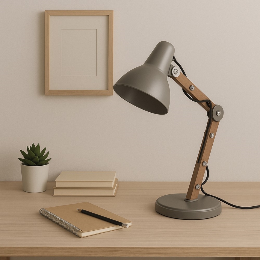 ONLI - Galda lampa ARCHITETTO 1xE27/22W/230V 62 cm pelēka/brūna