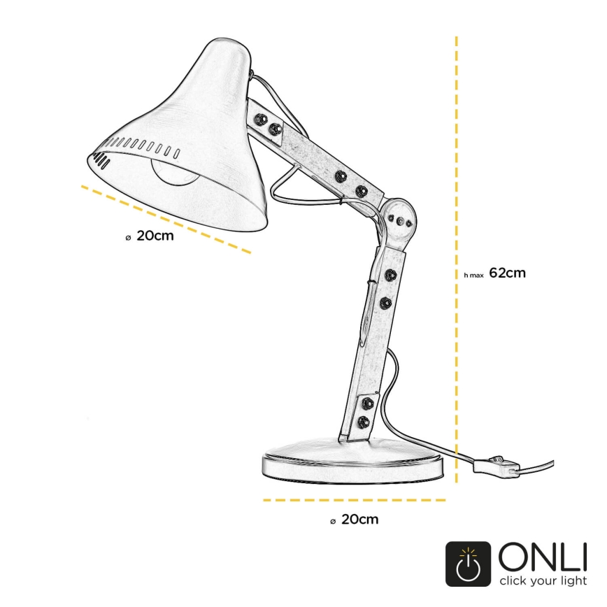 ONLI - Galda lampa ARCHITETTO 1xE27/22W/230V 62 cm pelēka/brūna