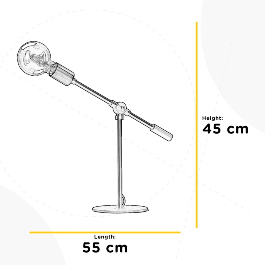 ONLI - Galda lampa ASTE 1xE27/15W/230V 45 cm melna/zelta