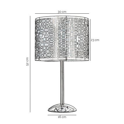 ONLI - Galda lampa BRUCE 1xE27/15W/230V 52 cm matēts hroms