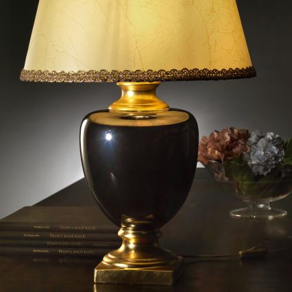 ONLI - Galda lampa MOZART 1xE27/22W/230V melna/zelta 67 cm