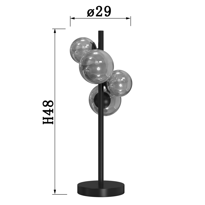ONLI - Galda lampa PALOMA 4xG9/10W/230V 48 cm melna/dūmakains
