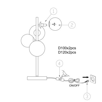 ONLI - Galda lampa PALOMA 4xG9/10W/230V 48 cm zelta