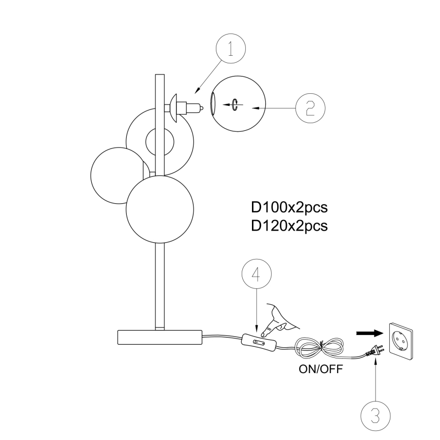 ONLI - Galda lampa PALOMA 4xG9/10W/230V 48 cm zelta