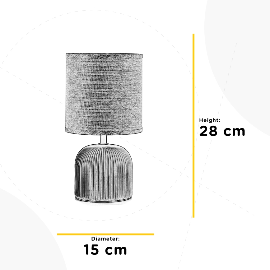 ONLI - Galda lampa SHELLY 1xE27/22W/230V pelēka 28 cm
