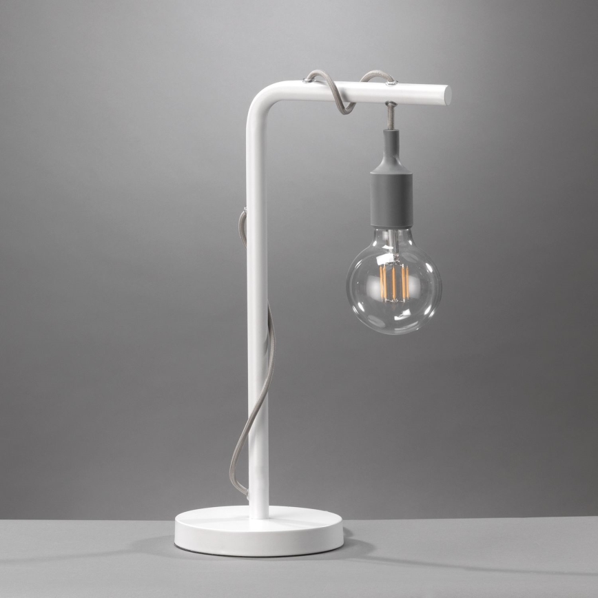 ONLI - Galda lampa WIRE 1xE27/15W/230V 50 cm pelēka/balta