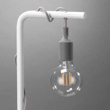 ONLI - Galda lampa WIRE 1xE27/15W/230V 50 cm pelēka/balta