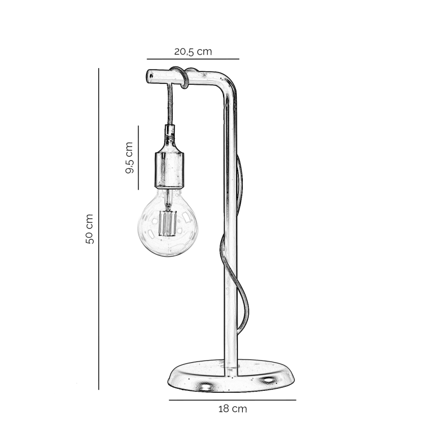 ONLI - Galda lampa WIRE 1xE27/15W/230V 50 cm pelēka/balta
