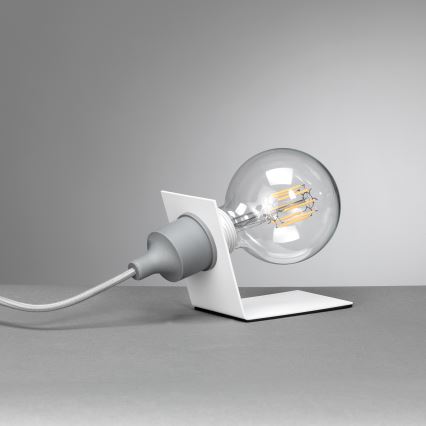 ONLI - Galda lampa WIRE 1xE27/15W/230V 9 cm pelēka/balta
