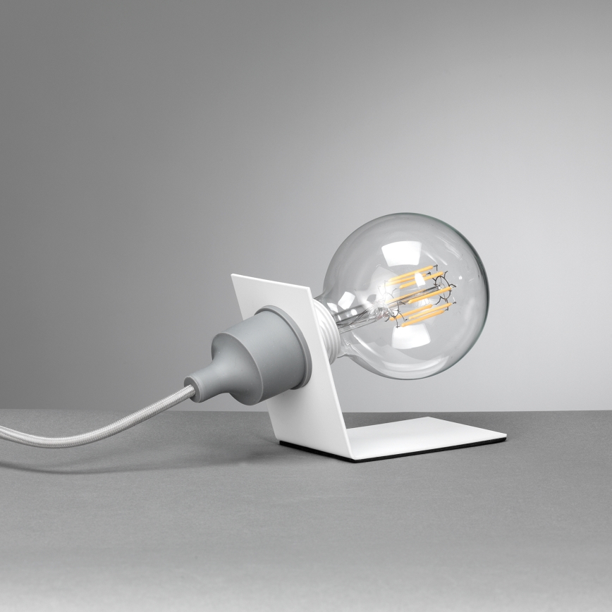 ONLI - Galda lampa WIRE 1xE27/15W/230V 9 cm pelēka/balta