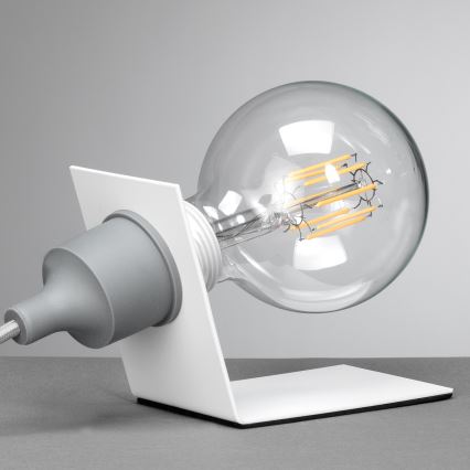 ONLI - Galda lampa WIRE 1xE27/15W/230V 9 cm pelēka/balta