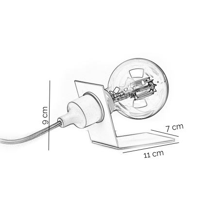 ONLI - Galda lampa WIRE 1xE27/15W/230V 9 cm pelēka/balta