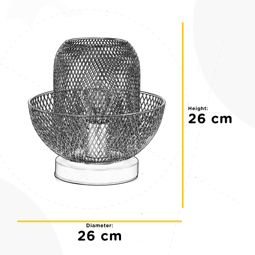 ONLI - Galda lampa ZAIR 1xE27/22W/230V melna/sudraba