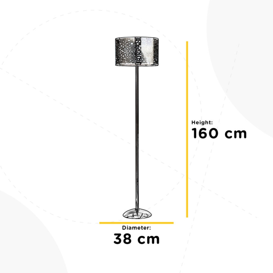 ONLI - Grīdas stāvlampa BRUCE 1xE27/15W/230V matēts hroms