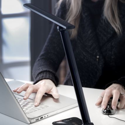 ONLI - LED Aptumšojama galda lampa ar USB portu DESKI LED/7W/230V 4000K melna