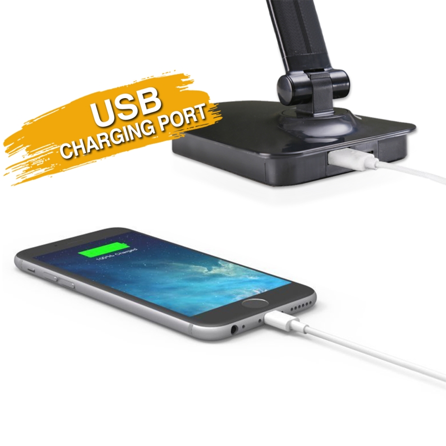 ONLI - LED Aptumšojama galda lampa ar USB portu DESKI LED/7W/230V 4000K melna