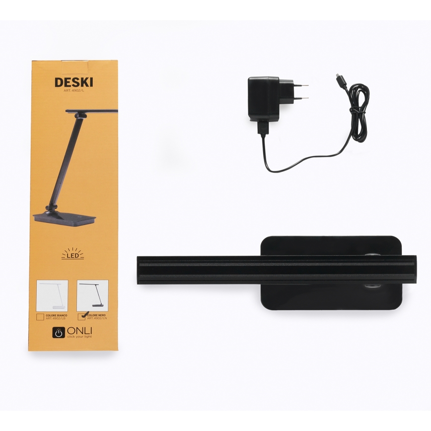 ONLI - LED Aptumšojama galda lampa ar USB portu DESKI LED/7W/230V 4000K melna
