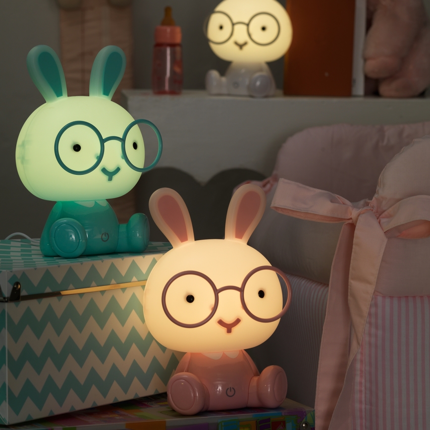 ONLI - LED regulējama bērnu naktslampiņa PUPPIES LED/3W/230V 22 cm zaķītis/zils