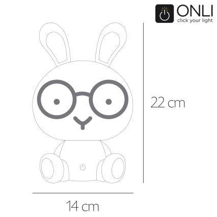 ONLI - LED regulējama bērnu naktslampiņa PUPPIES LED/3W/230V 22 cm zaķītis/zils