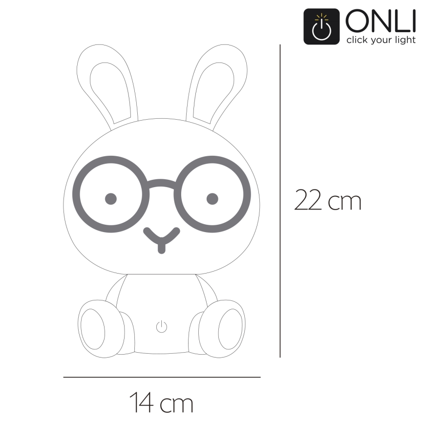 ONLI - LED regulējama bērnu naktslampiņa PUPPIES LED/3W/230V 22 cm zaķītis/zils