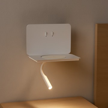 ONLI - LED elastīga galda lampa ar plauktu WIK LED/6,5W/230V + LED/3W balta