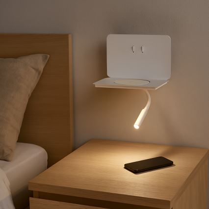ONLI - LED elastīga galda lampa ar plauktu WIK LED/6,5W/230V + LED/3W balta